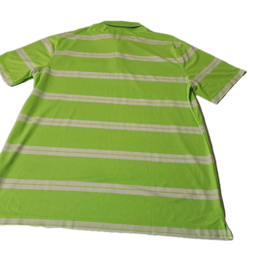 Nike Golf Polo Shirt Mens XL‎ Tour Performance Dri Fit Long Sleeve Striped Green